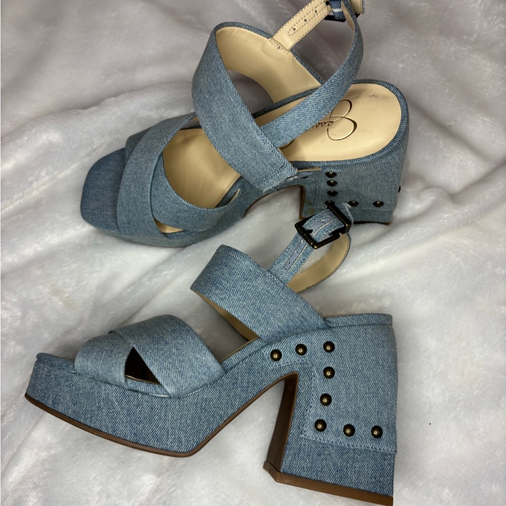 Jessica Simpson Blue Denim Platform Sandals - Picture 11 of 16